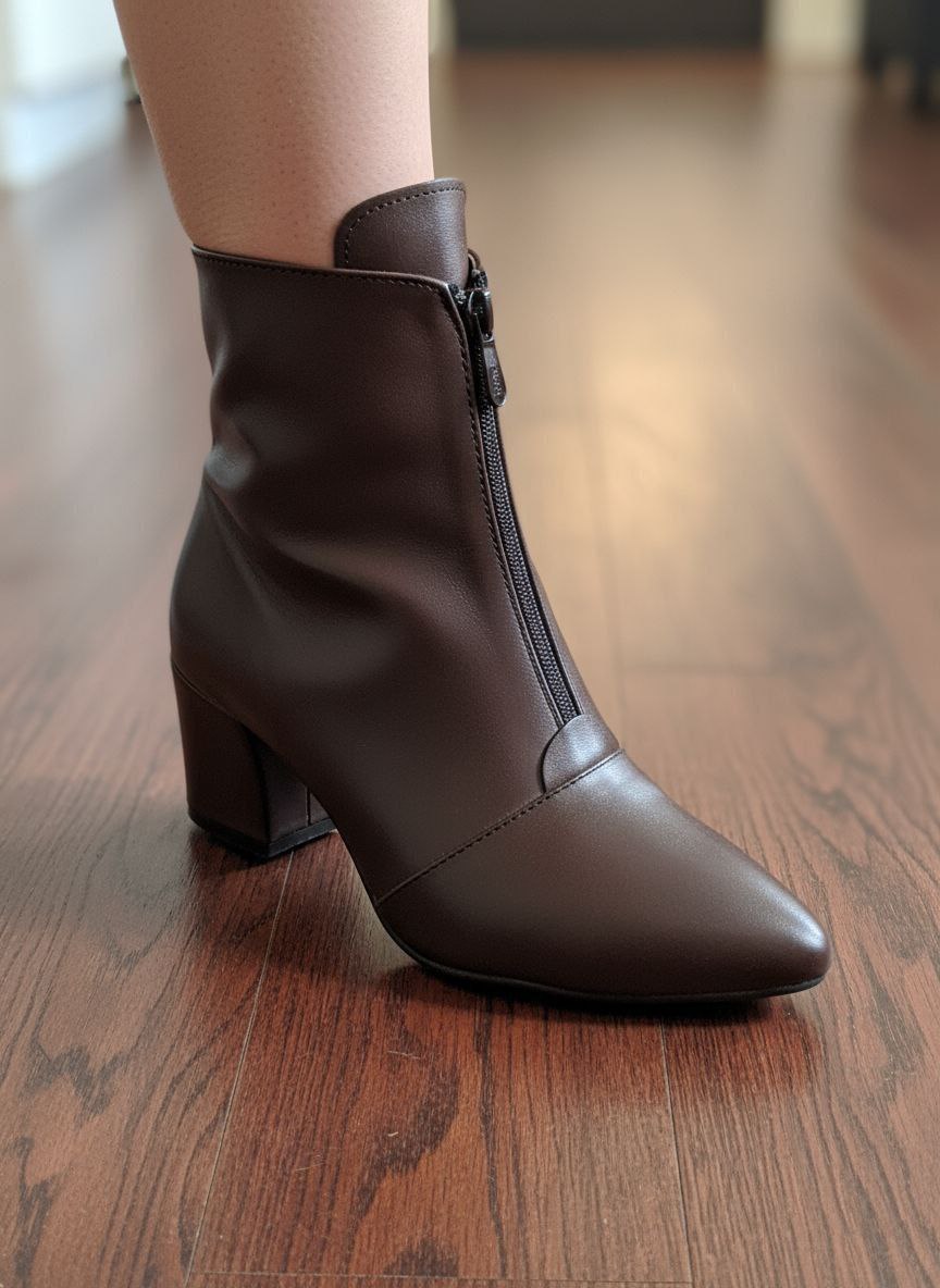 نیمبوت قهوه ای پاشنه‌دار