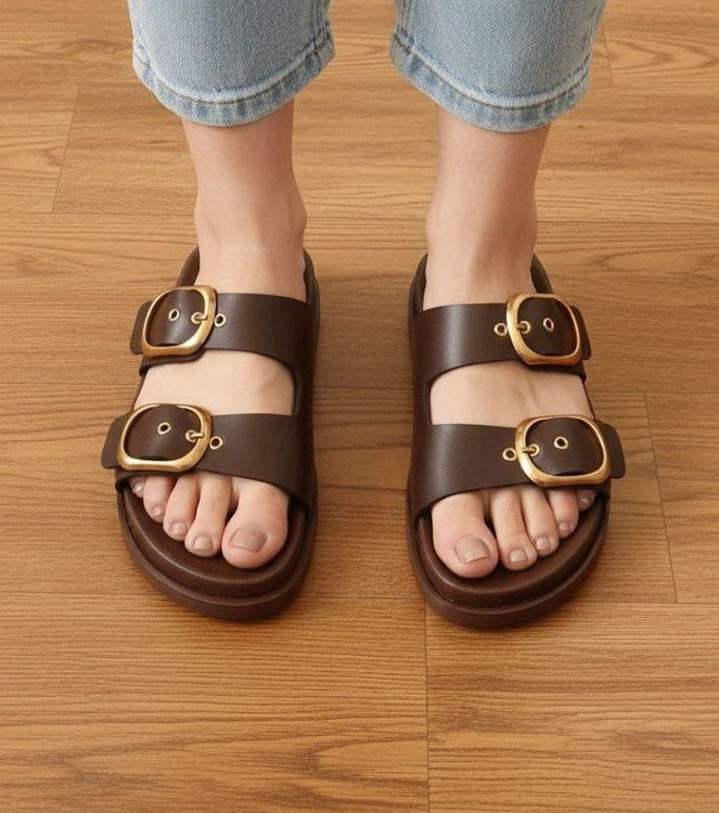 صندل سگکدار قهوهای تیره